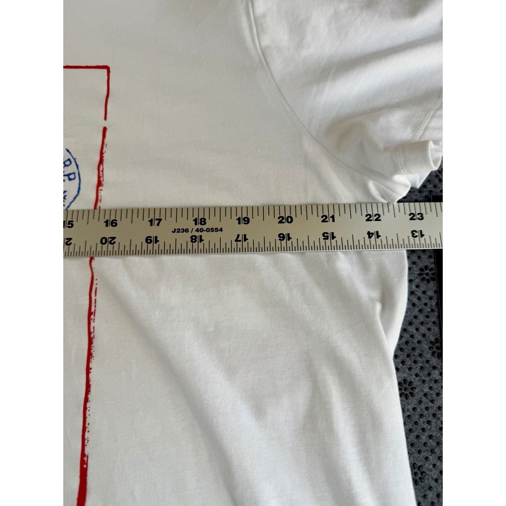 KARL LAGERFELD Womens Blouse XL Love From Paris White Crew Neck Short Sleeve NWT - Picture 8 of 10